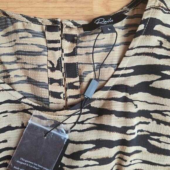 NWT Rails Womens Ora Mini Dress Large Ruffle Balloon Sleeve Satin Boho Peasant - Picture 8 of 12